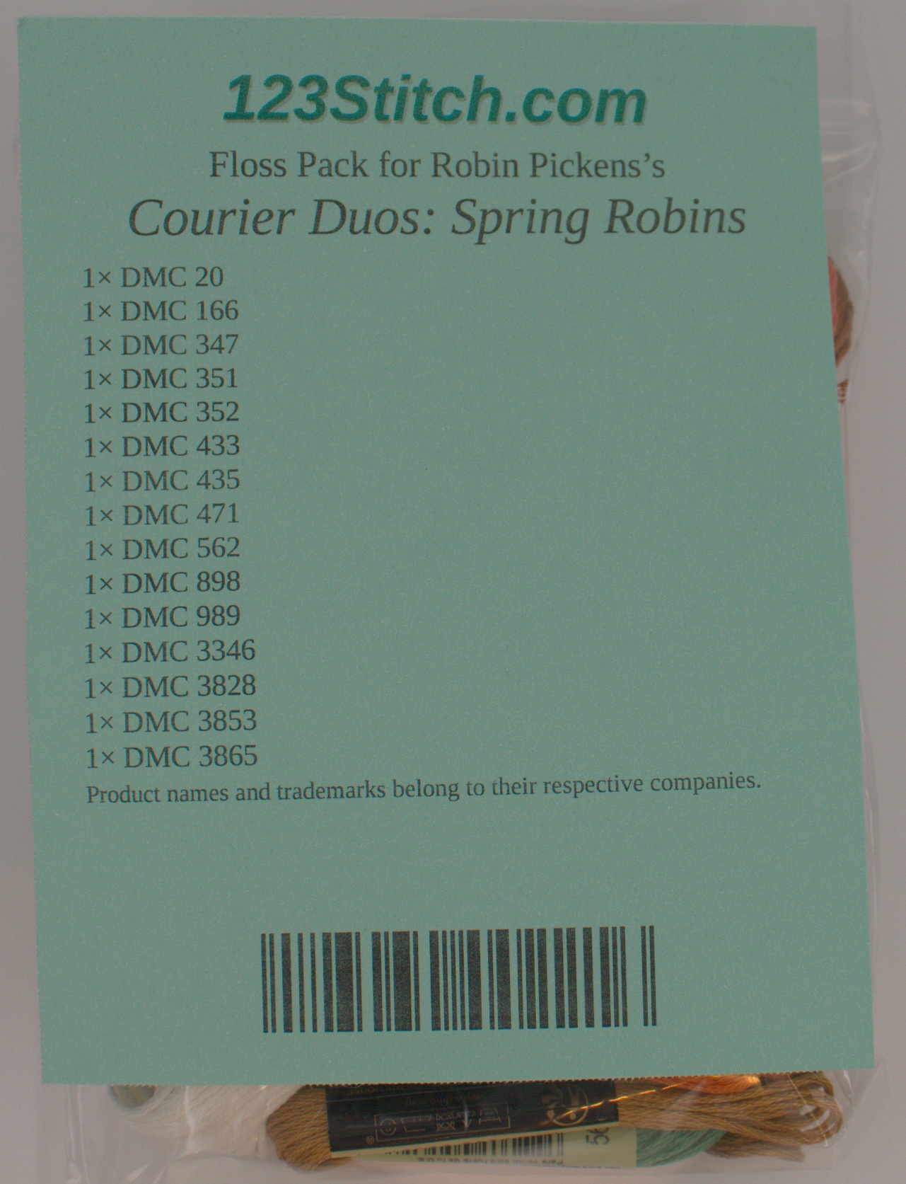 Floss Pack for "Courier Duos: Spring Robins", zoomed in. Select this picture to zoom back out.