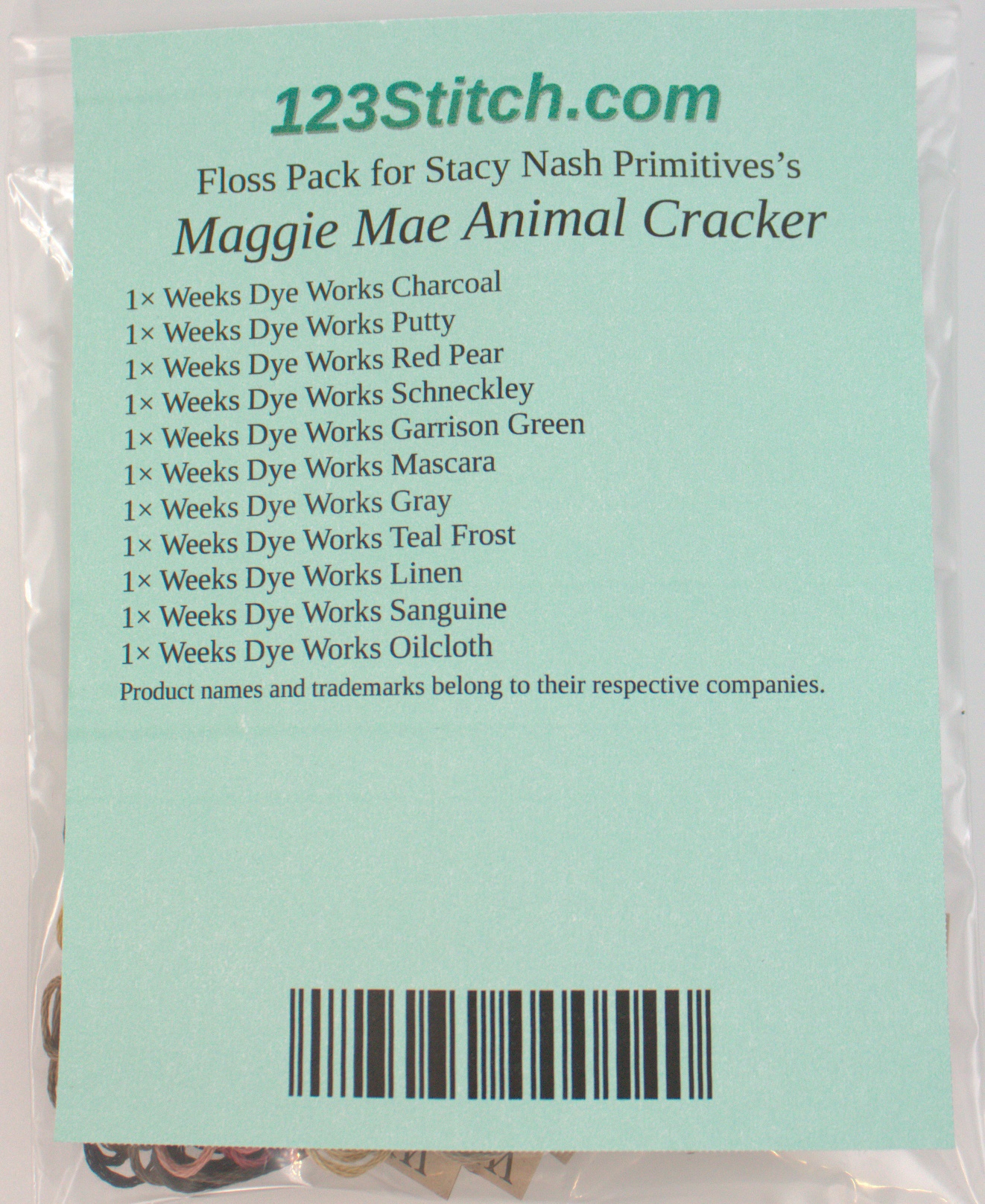 Floss Pack for "Maggie Mae Animal Cracker"