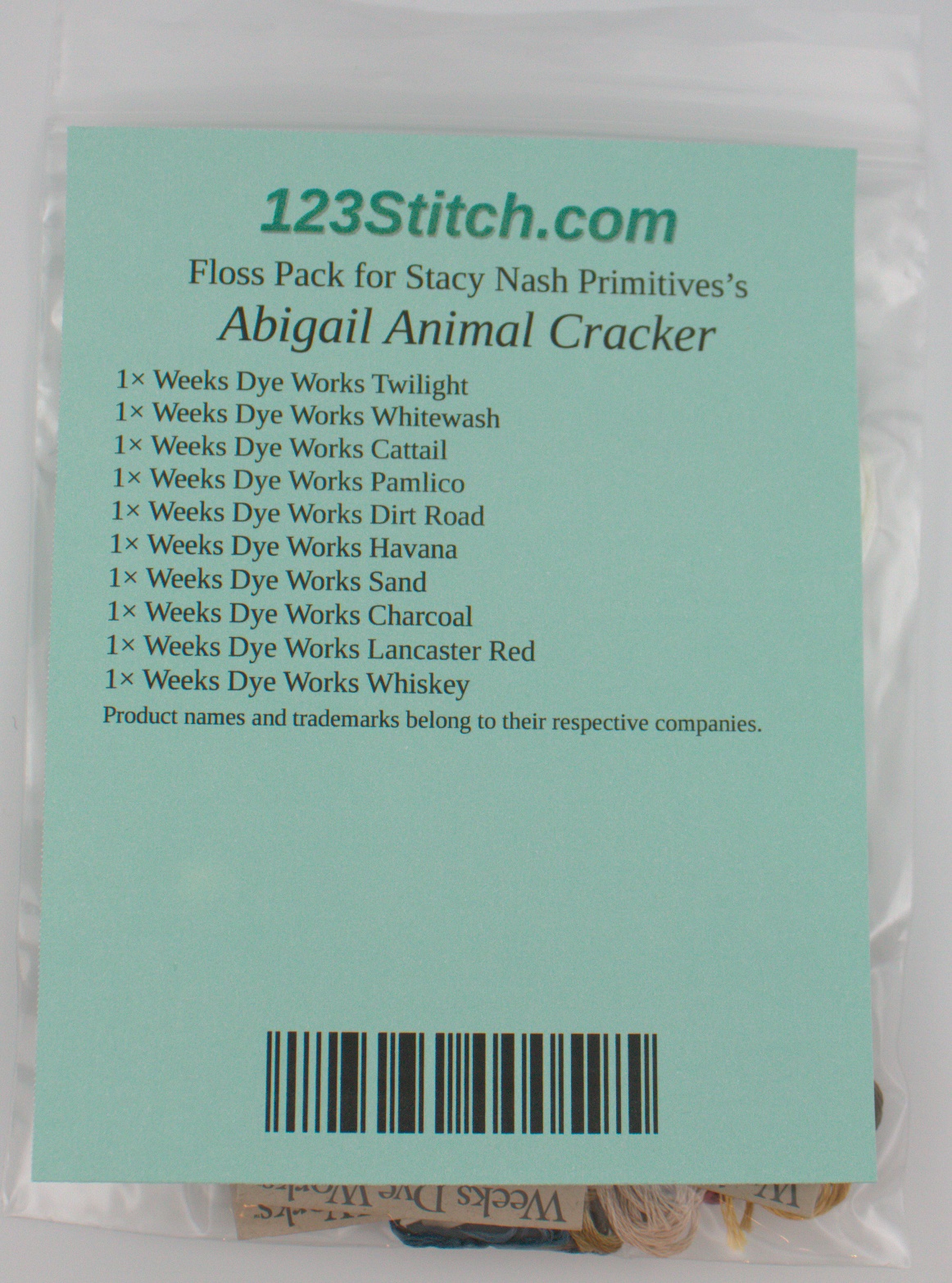 Floss Pack for "Abigail Animal Cracker"