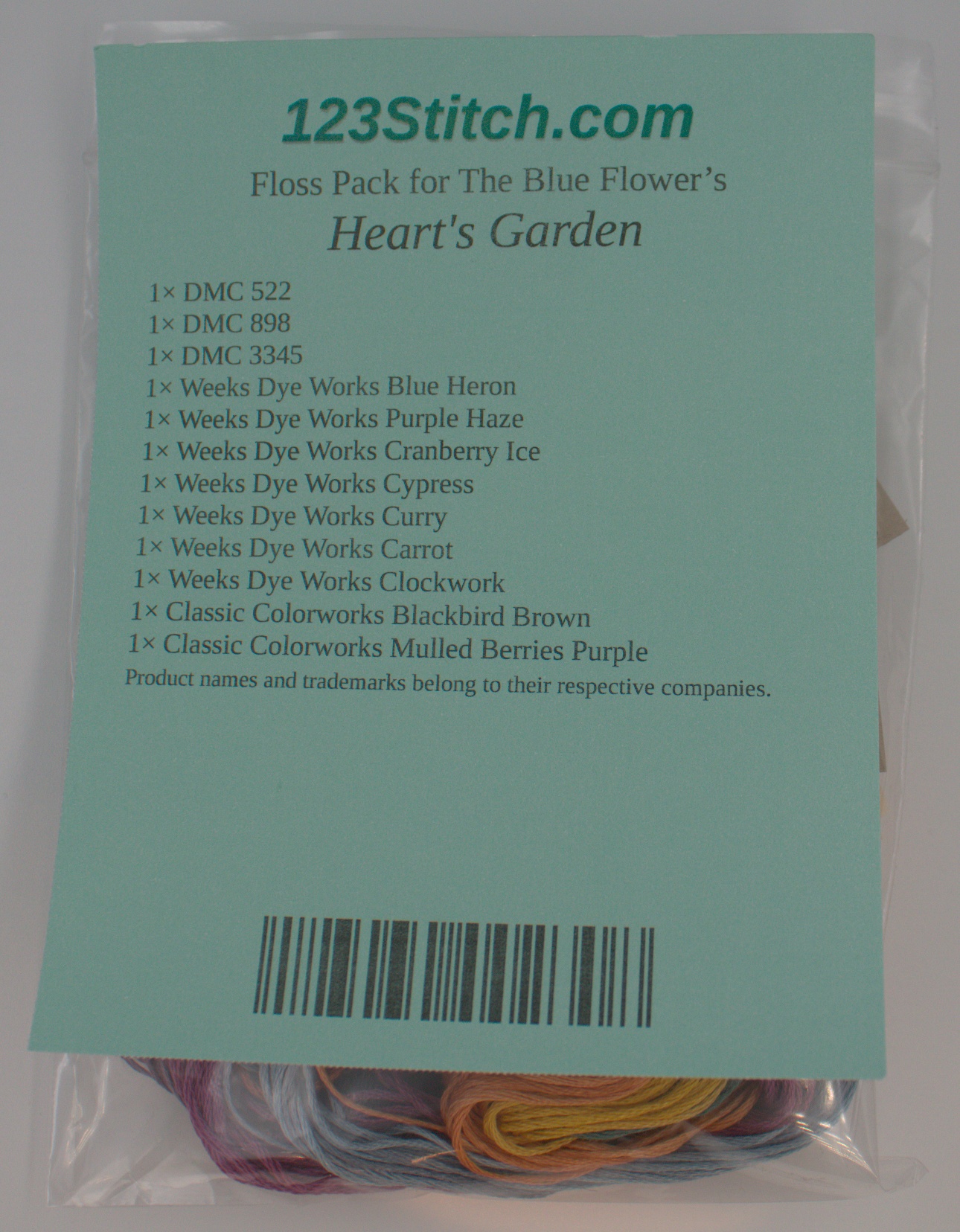 Floss Pack for "Heart's Garden", zoomed in. Select this picture to zoom back out.