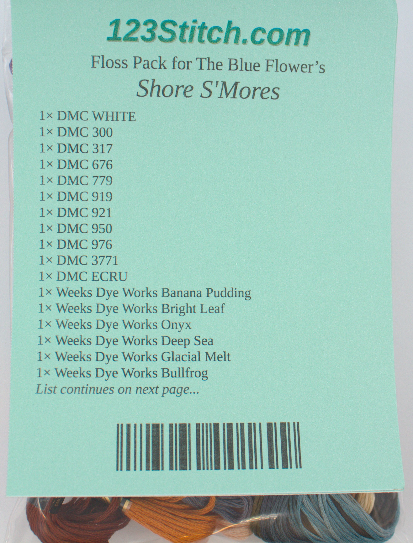 Floss Pack for "Shore S'Mores", zoomed in. Select this picture to zoom back out.