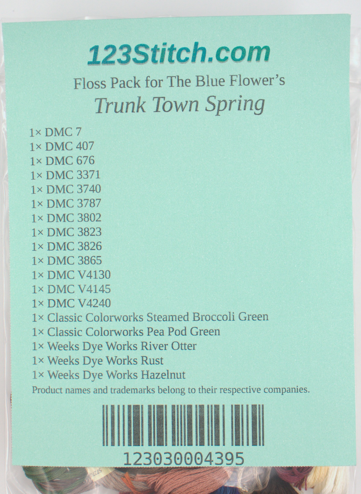 Floss Pack for "Trunk Town Spring", zoomed in. Select this picture to zoom back out.
