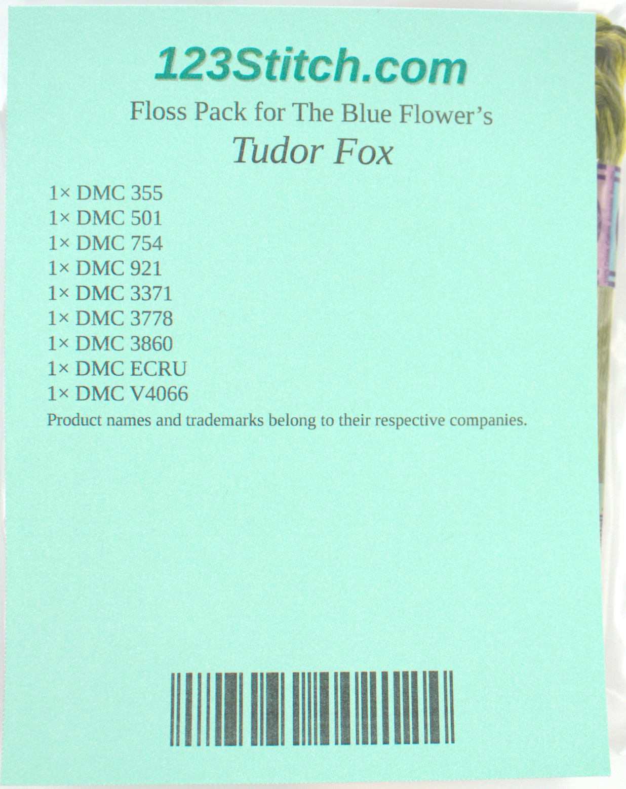 Floss Pack for "Tudor Fox", zoomed in. Select this picture to zoom back out.