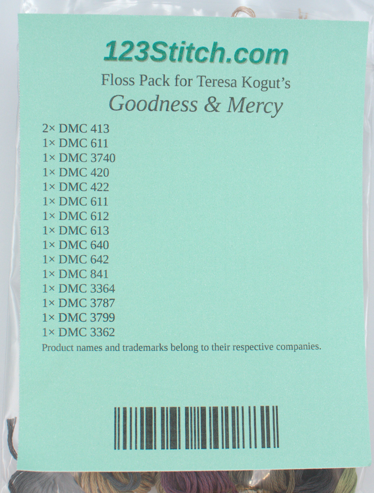 Floss Pack for "Goodness & Mercy", zoomed in. Select this picture to zoom back out.