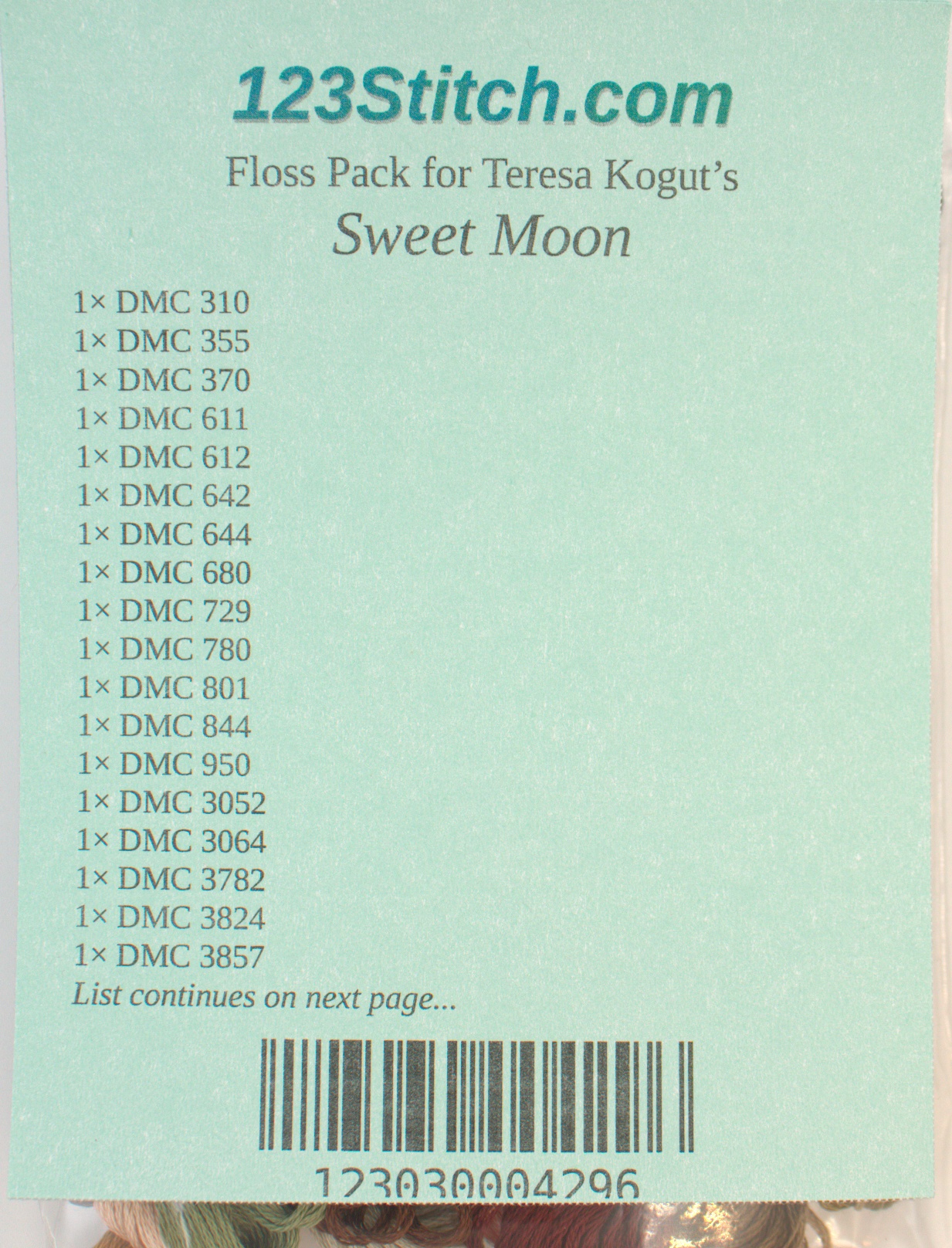 Floss Pack for "Sweet Moon", zoomed in. Select this picture to zoom back out.