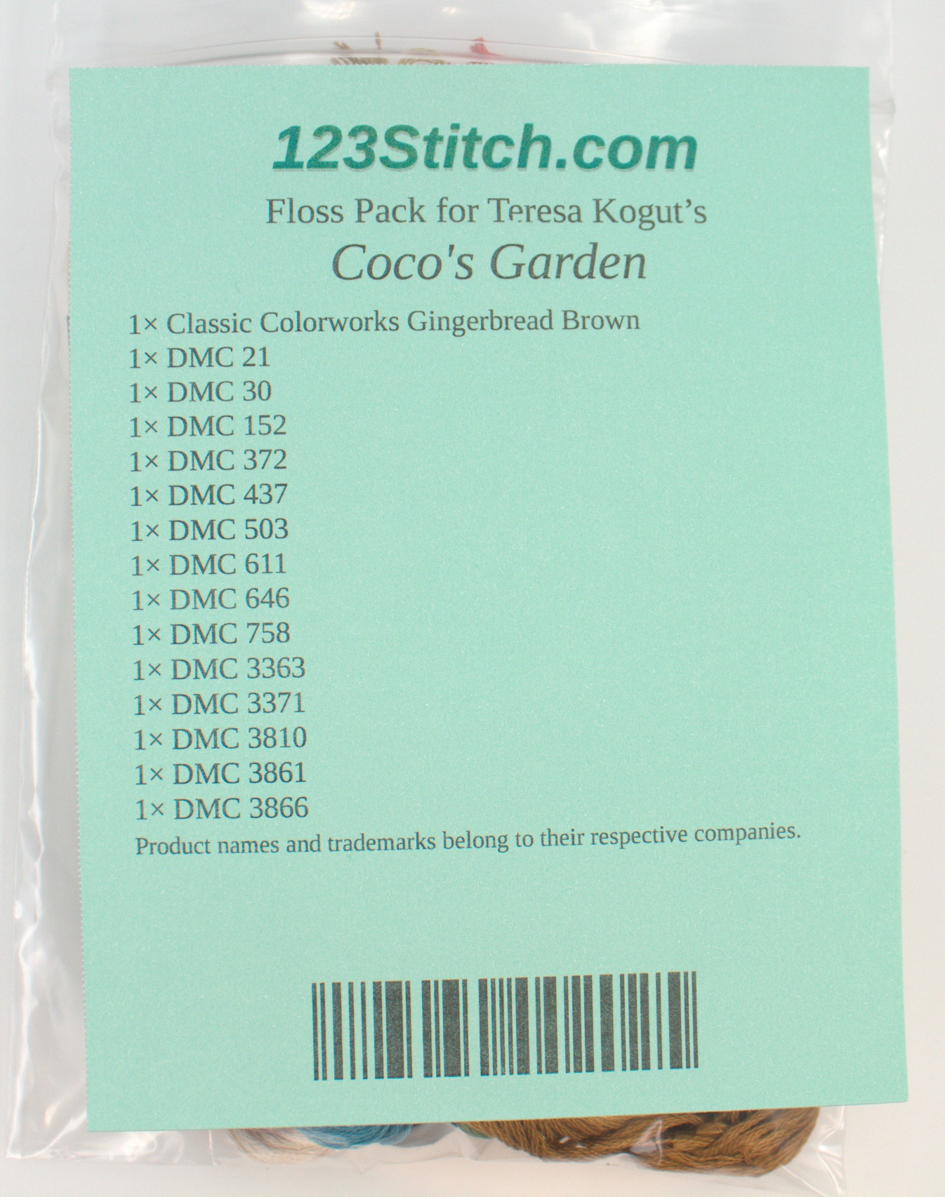 Floss Pack for "Coco's Garden", zoomed in. Select this picture to zoom back out.