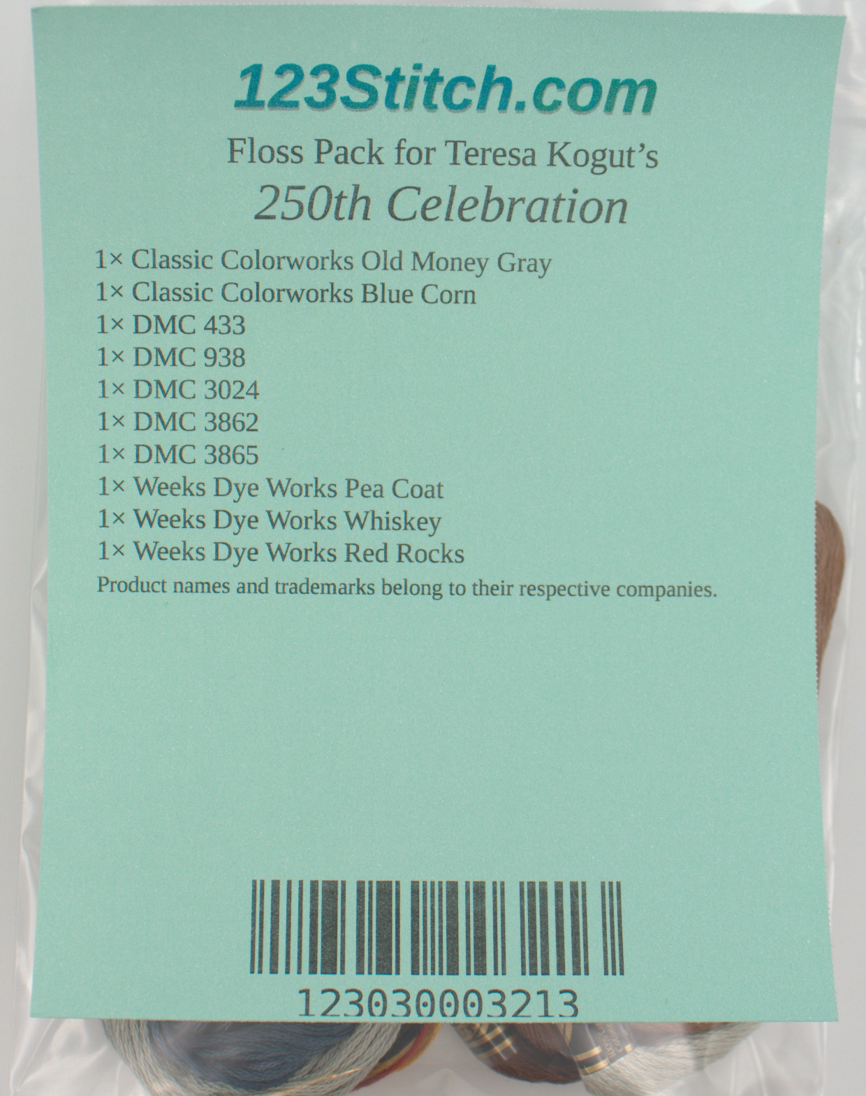 Floss Pack for "250th Celebration", zoomed in. Select this picture to zoom back out.