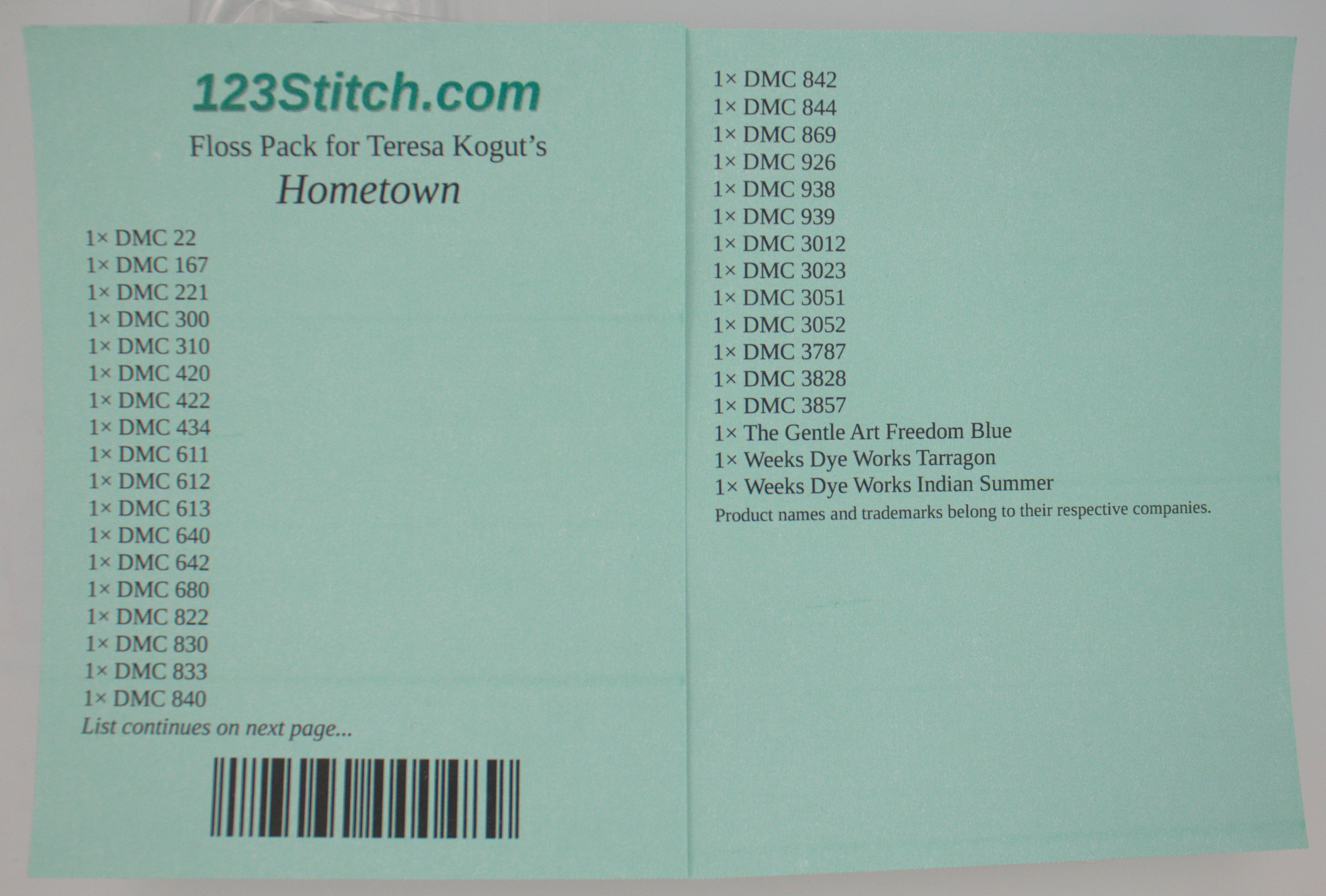 Floss Pack for "Hometown"