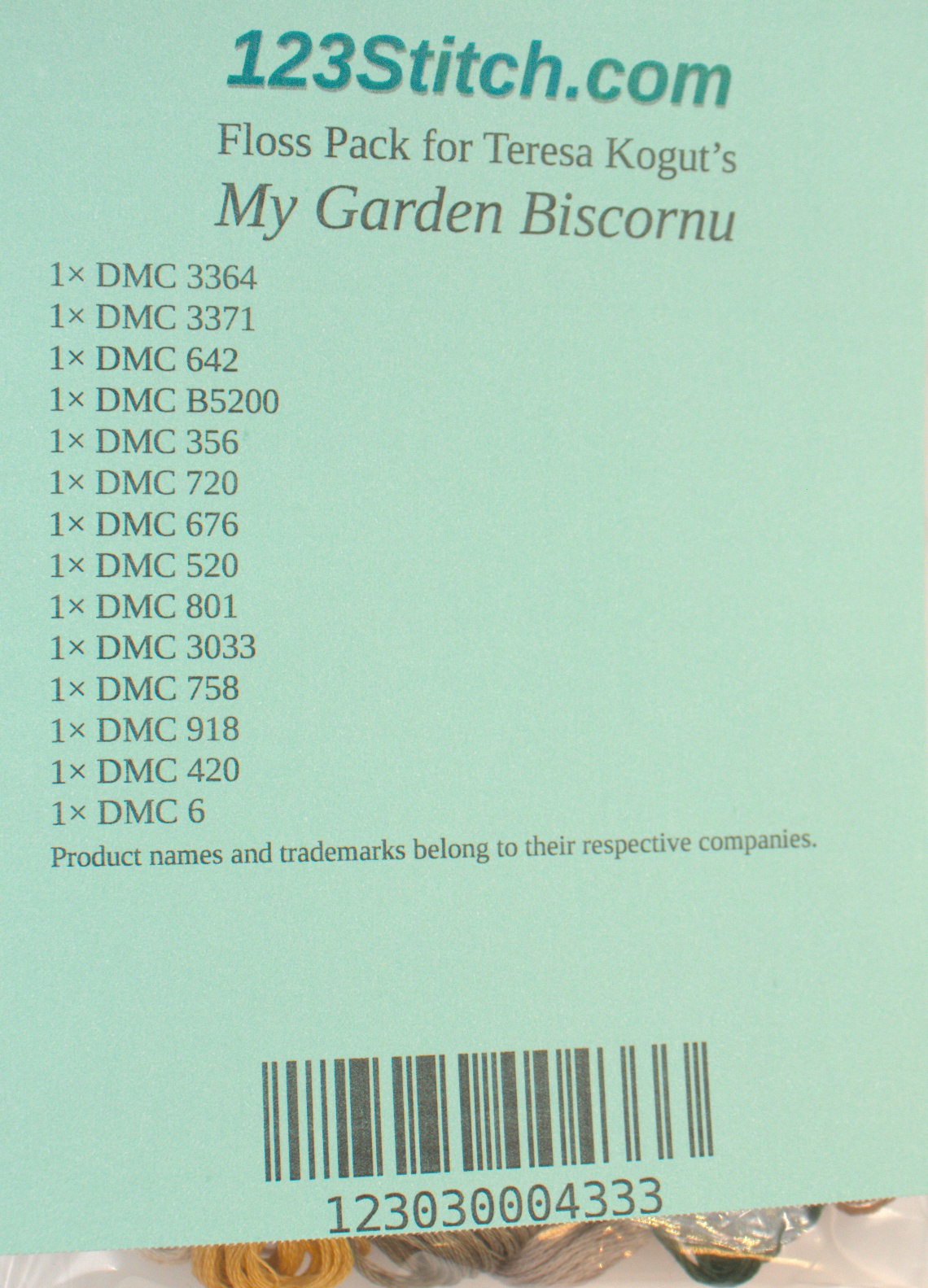 Floss Pack for "My Garden Biscornu", zoomed in. Select this picture to zoom back out.