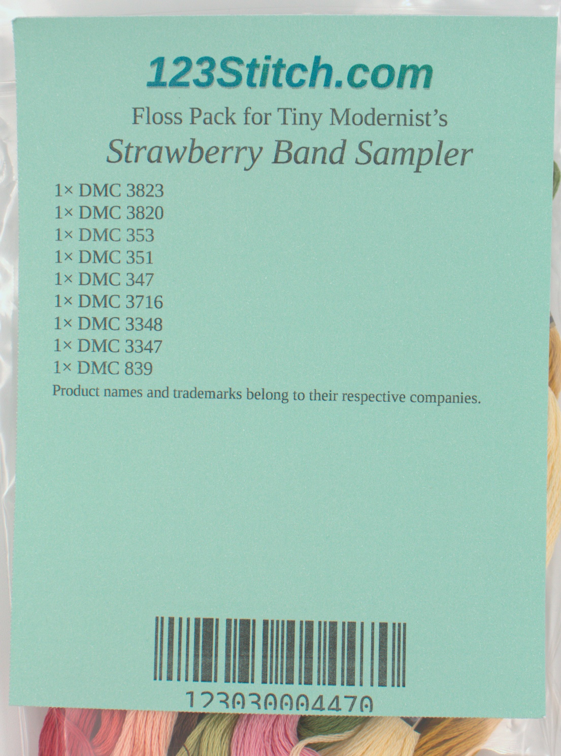 Floss Pack for "Strawberry Band Sampler", zoomed in. Select this picture to zoom back out.
