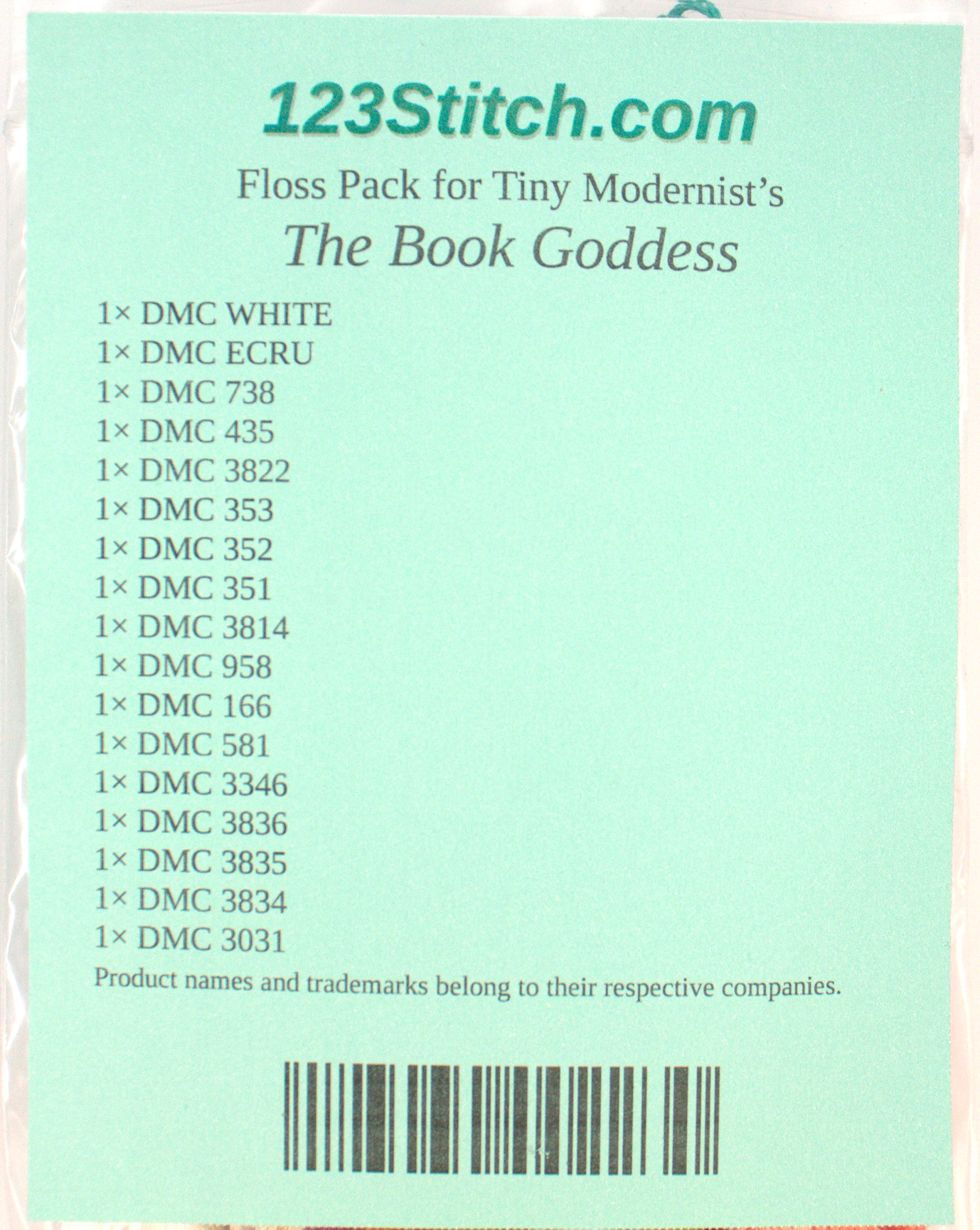 Floss Pack for "The Book Goddess", zoomed in. Select this picture to zoom back out.