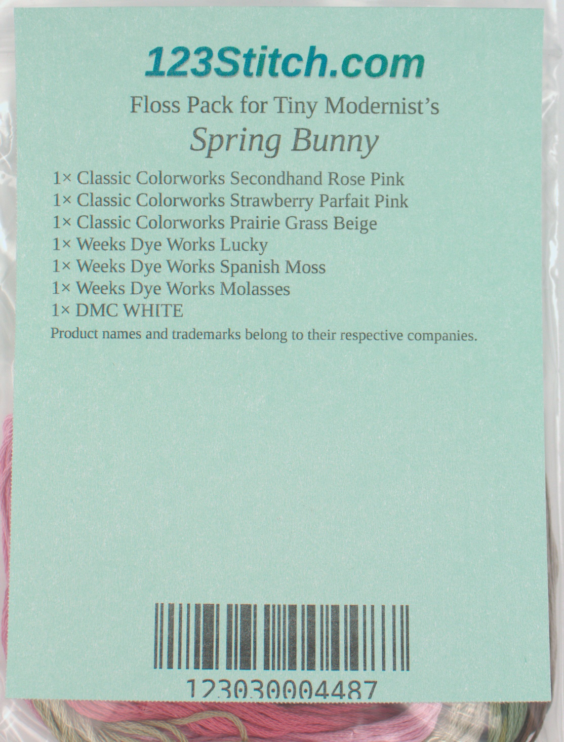 Floss Pack for "Spring Bunny", zoomed in. Select this picture to zoom back out.