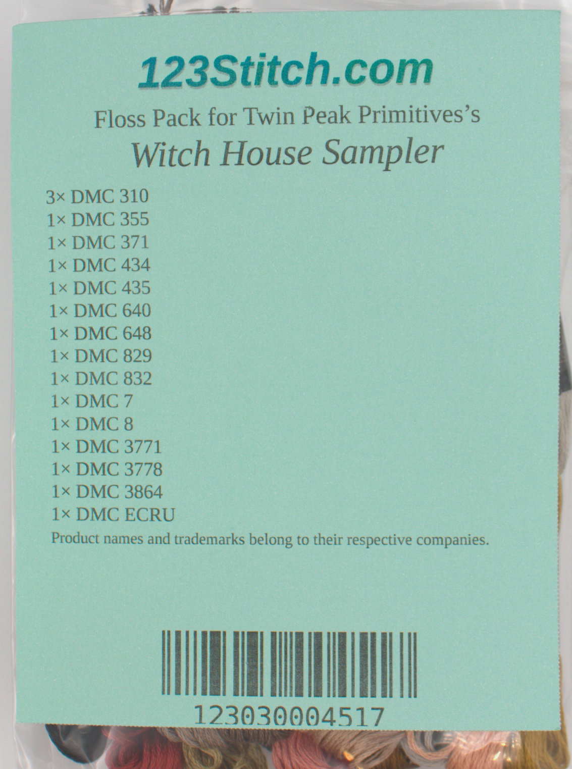 Floss Pack for "Witch House Sampler", zoomed in. Select this picture to zoom back out.