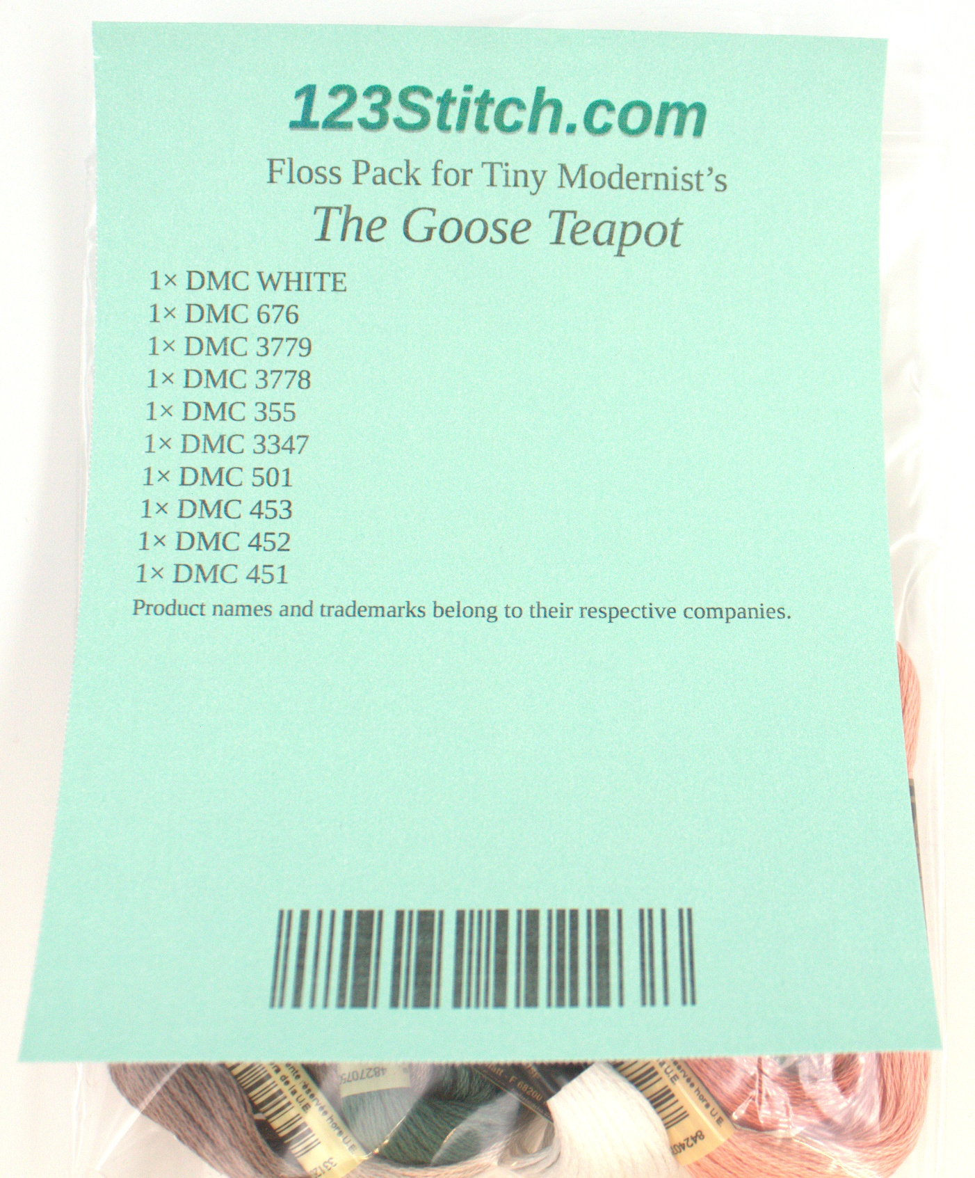 Floss Pack for "The Goose Teapot", zoomed in. Select this picture to zoom back out.