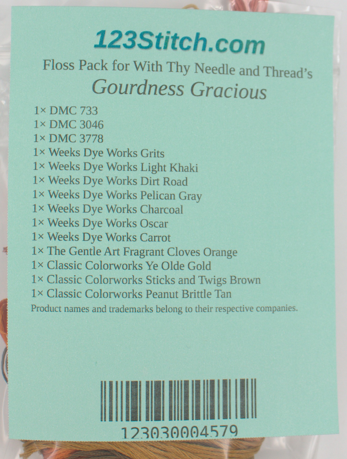 Floss Pack for "Gourdness Gracious", zoomed in. Select this picture to zoom back out.