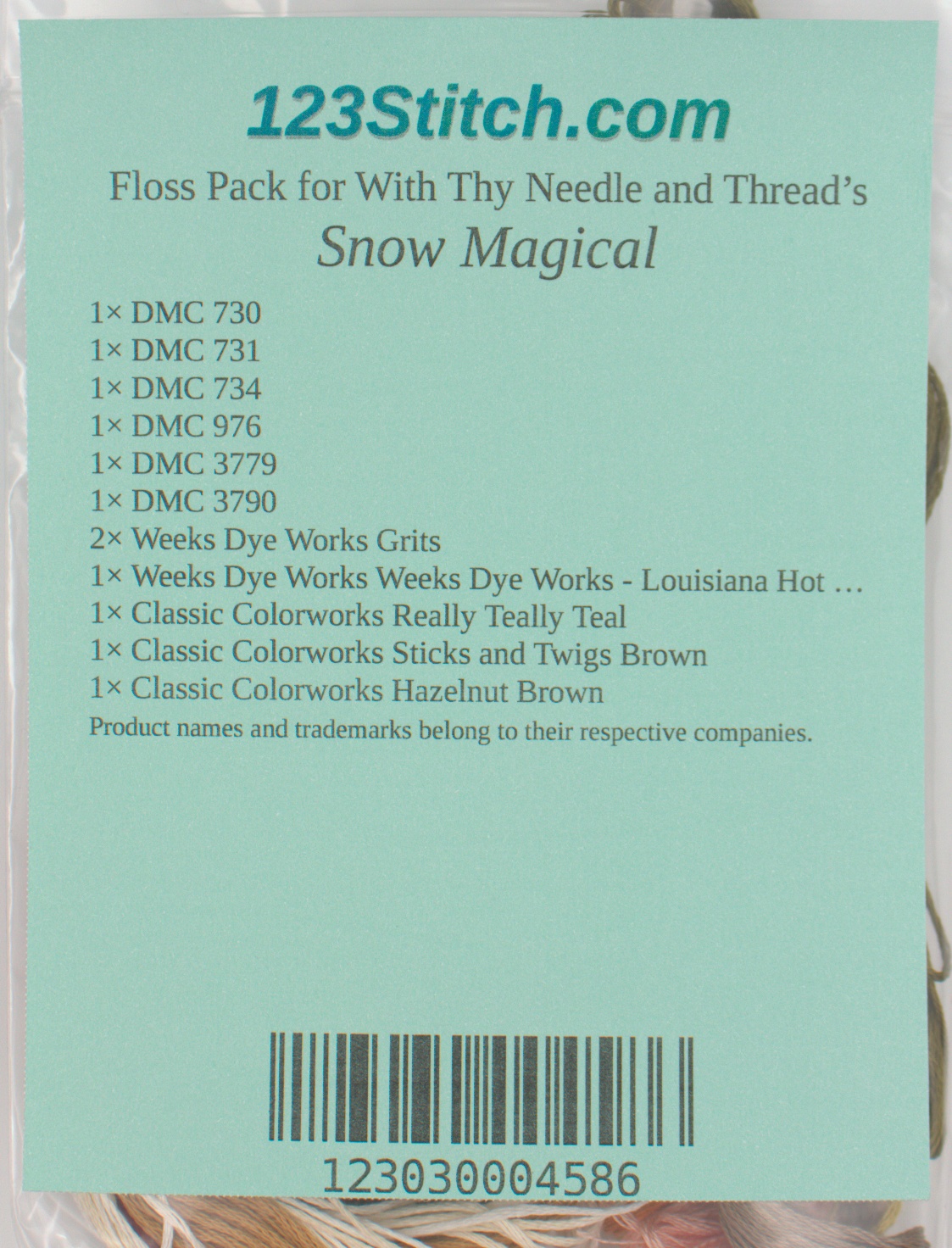 Floss Pack for "Snow Magical", zoomed in. Select this picture to zoom back out.