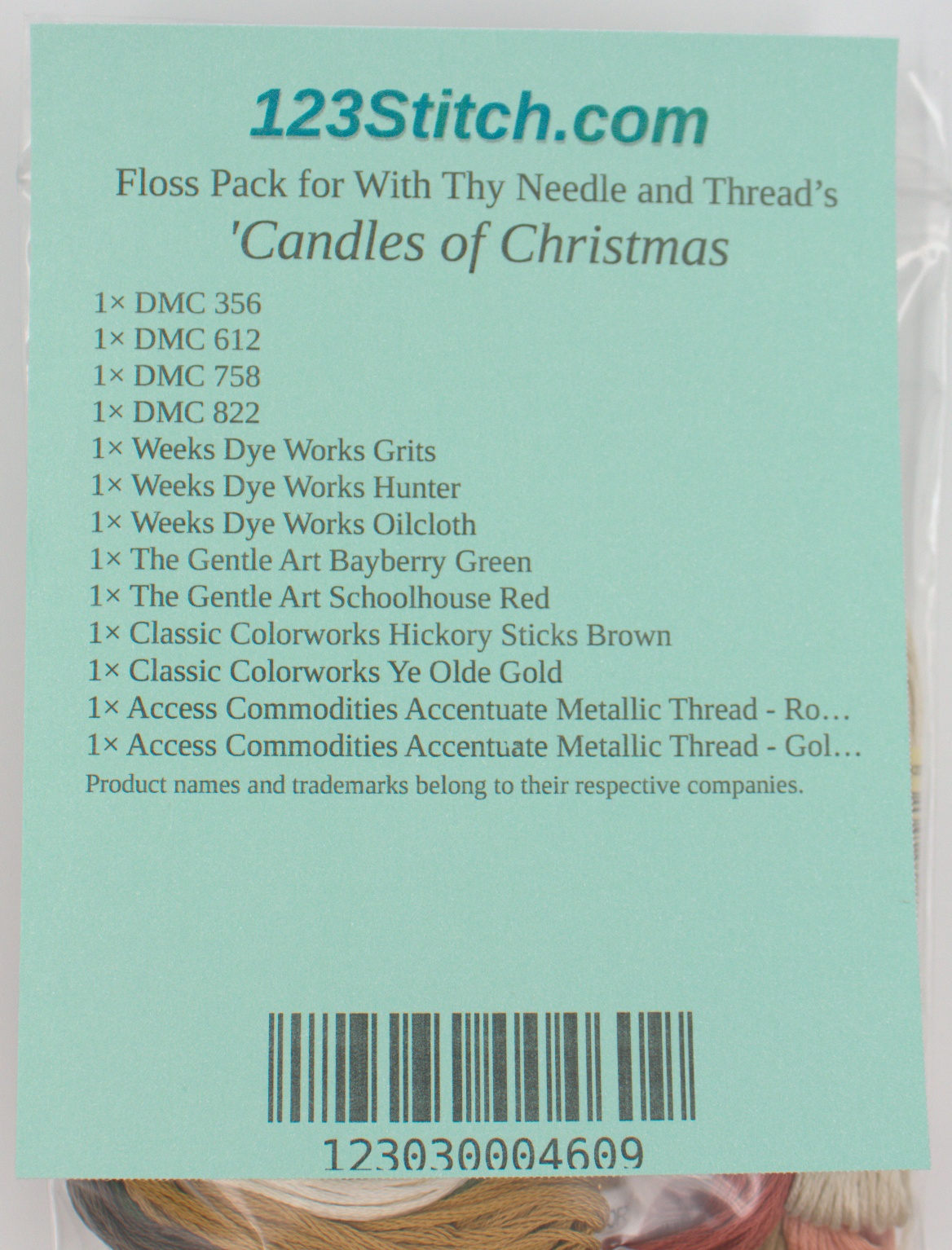 Floss Pack for "'Candles of Christmas", zoomed in. Select this picture to zoom back out.