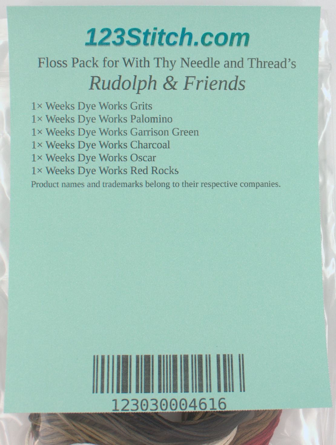 Floss Pack for "Rudolph & Friends", zoomed in. Select this picture to zoom back out.
