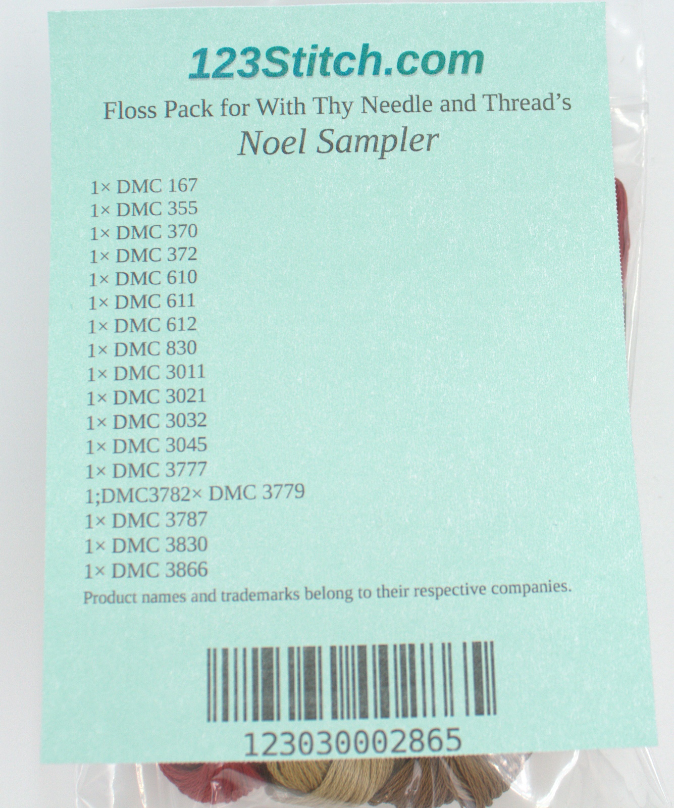 Floss Pack for "Noel Sampler", zoomed in. Select this picture to zoom back out.