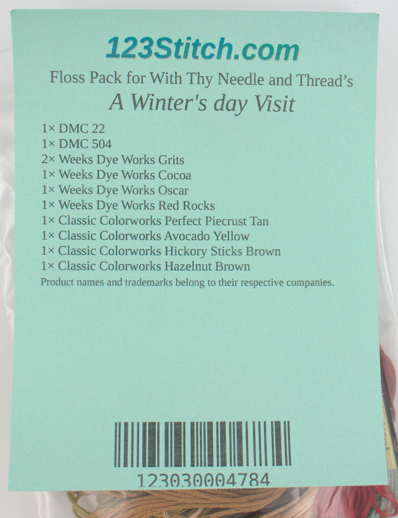 Floss Pack for "A Winter's day Visit", zoomed in. Select this picture to zoom back out.