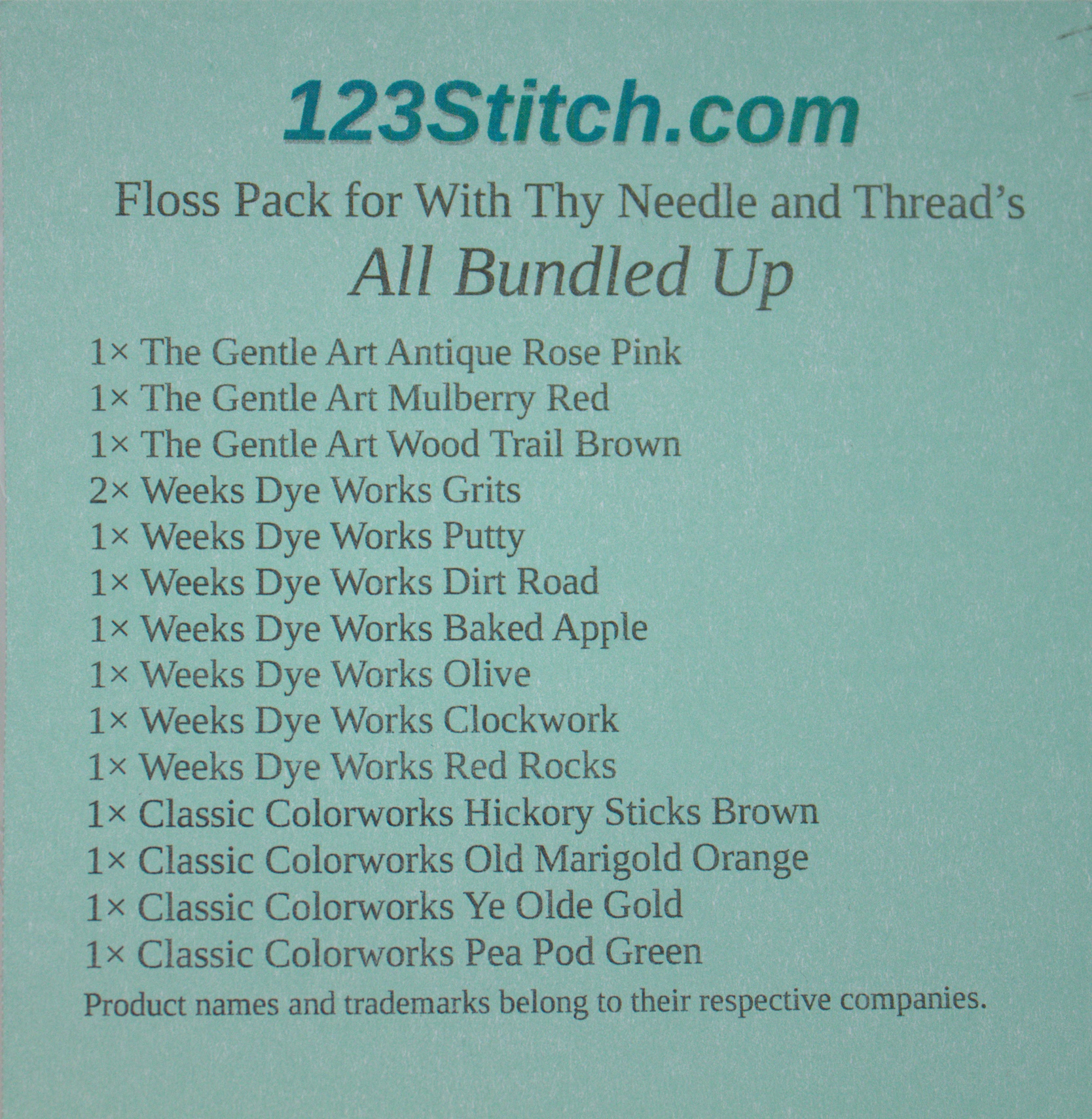 Floss Pack for "All Bundled Up", zoomed in. Select this picture to zoom back out.