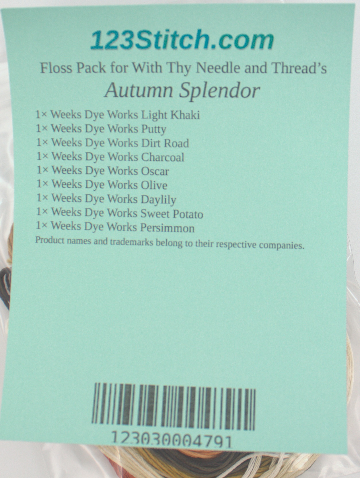 Floss Pack for "Autumn Splendor", zoomed in. Select this picture to zoom back out.