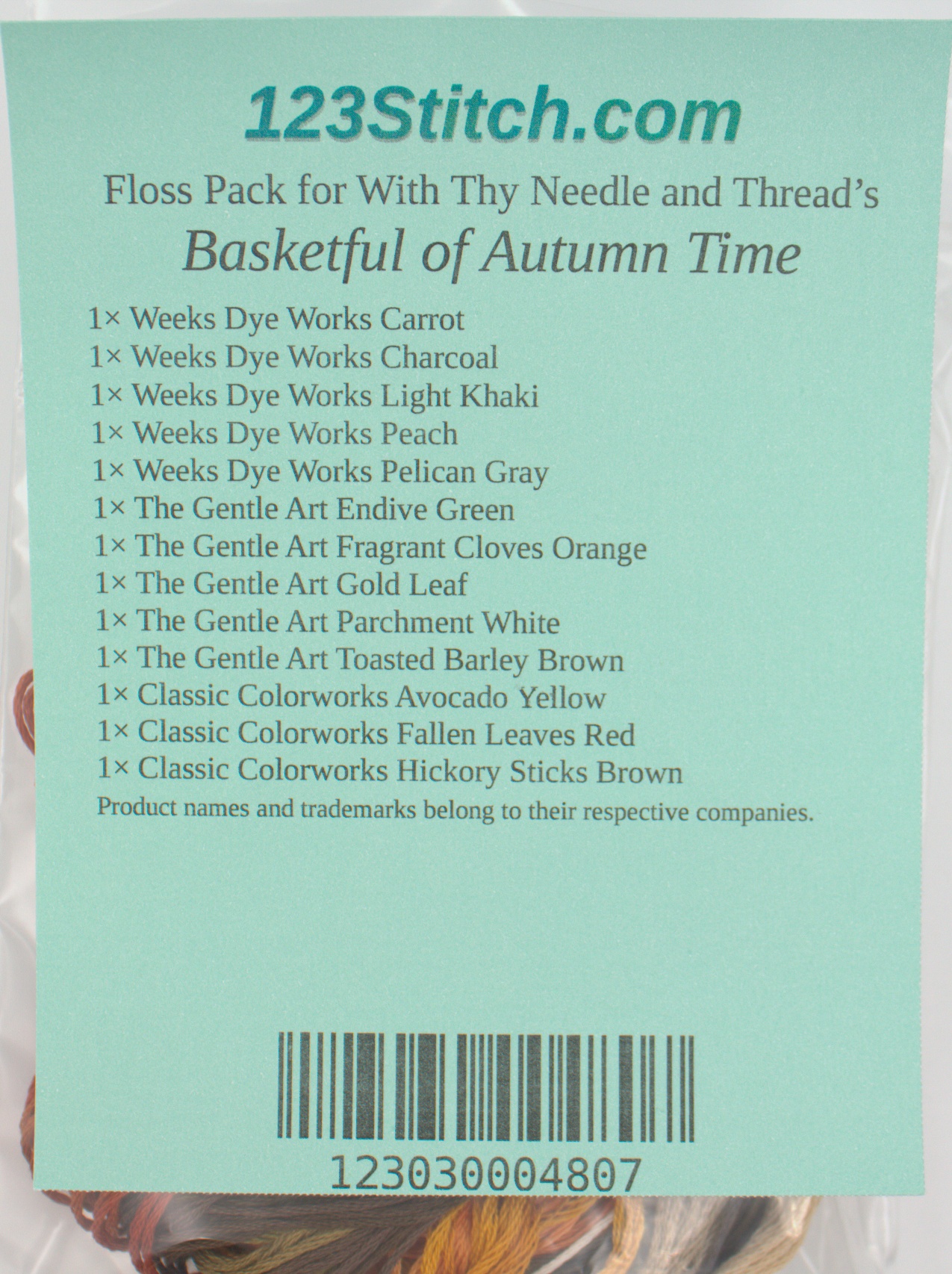 Floss Pack for "Basketful of Autumn Time", zoomed in. Select this picture to zoom back out.