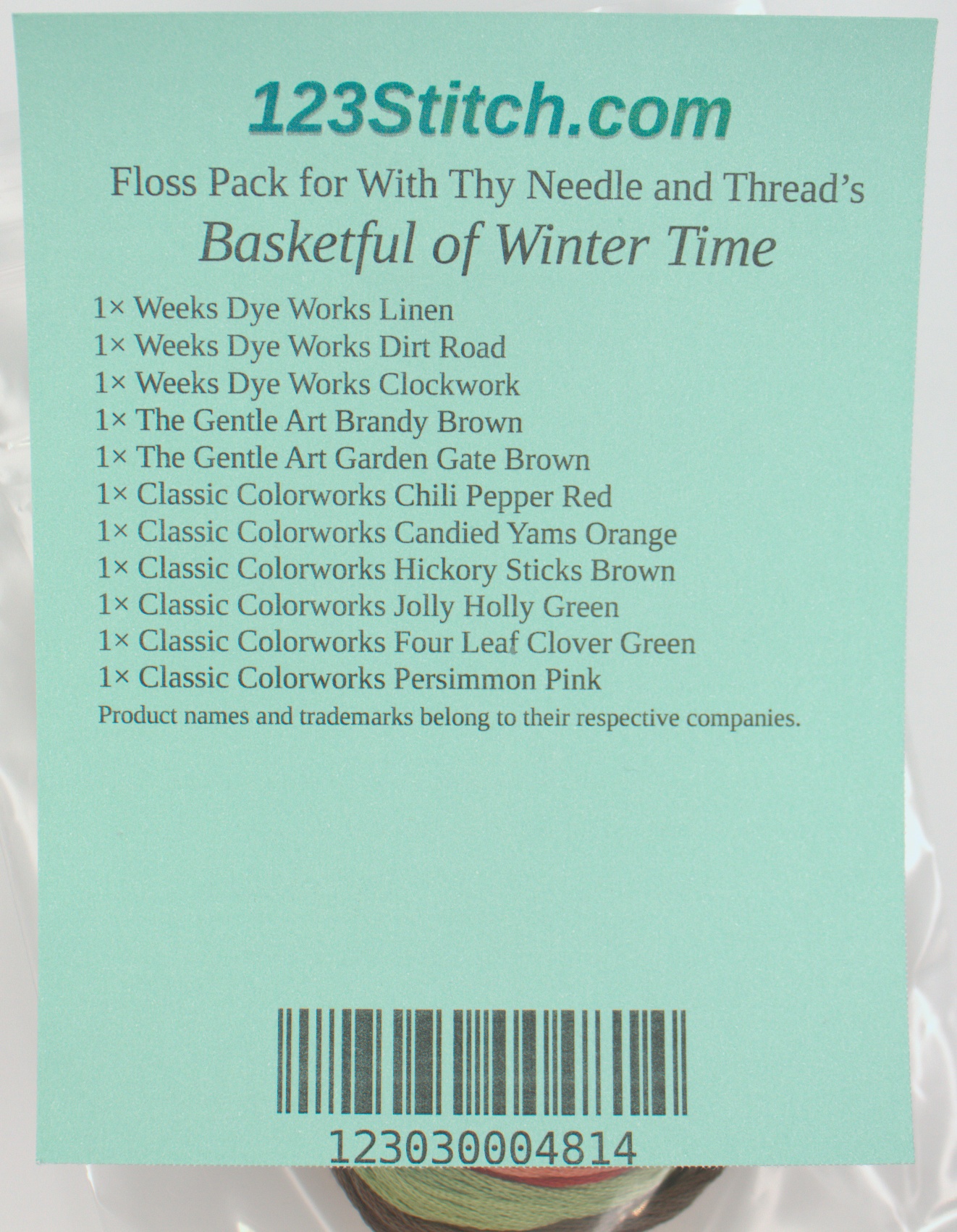 Floss Pack for "Basketful of Winter Time", zoomed in. Select this picture to zoom back out.