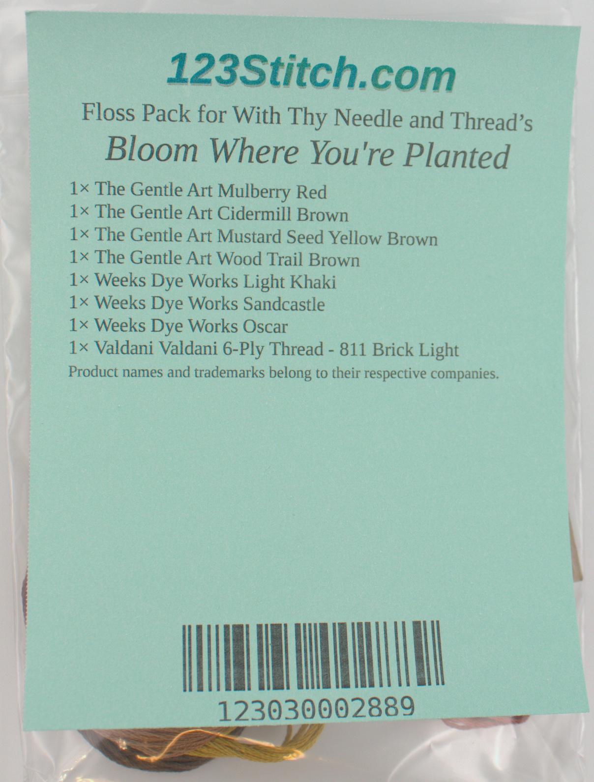 Floss Pack for "Bloom Where You're Planted", zoomed in. Select this picture to zoom back out.