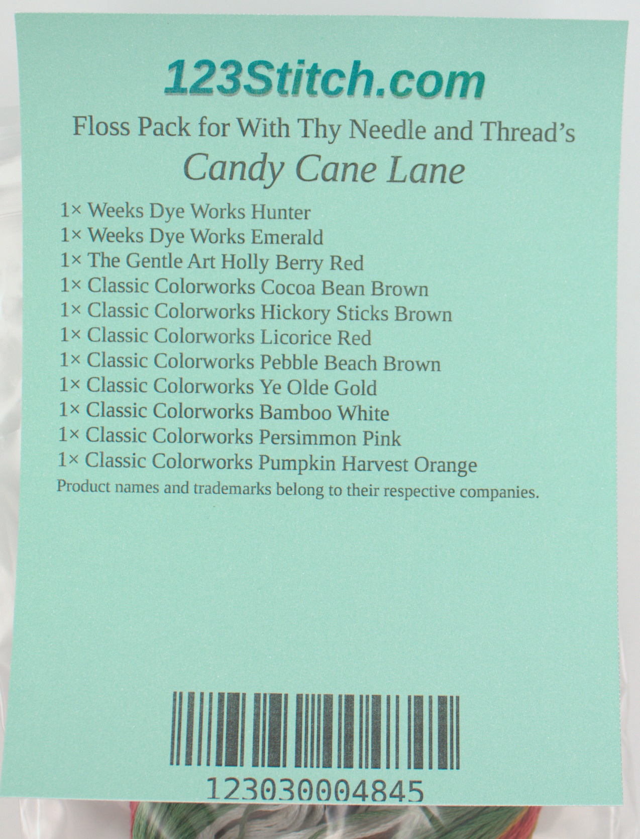Floss Pack for "Candy Cane Lane", zoomed in. Select this picture to zoom back out.