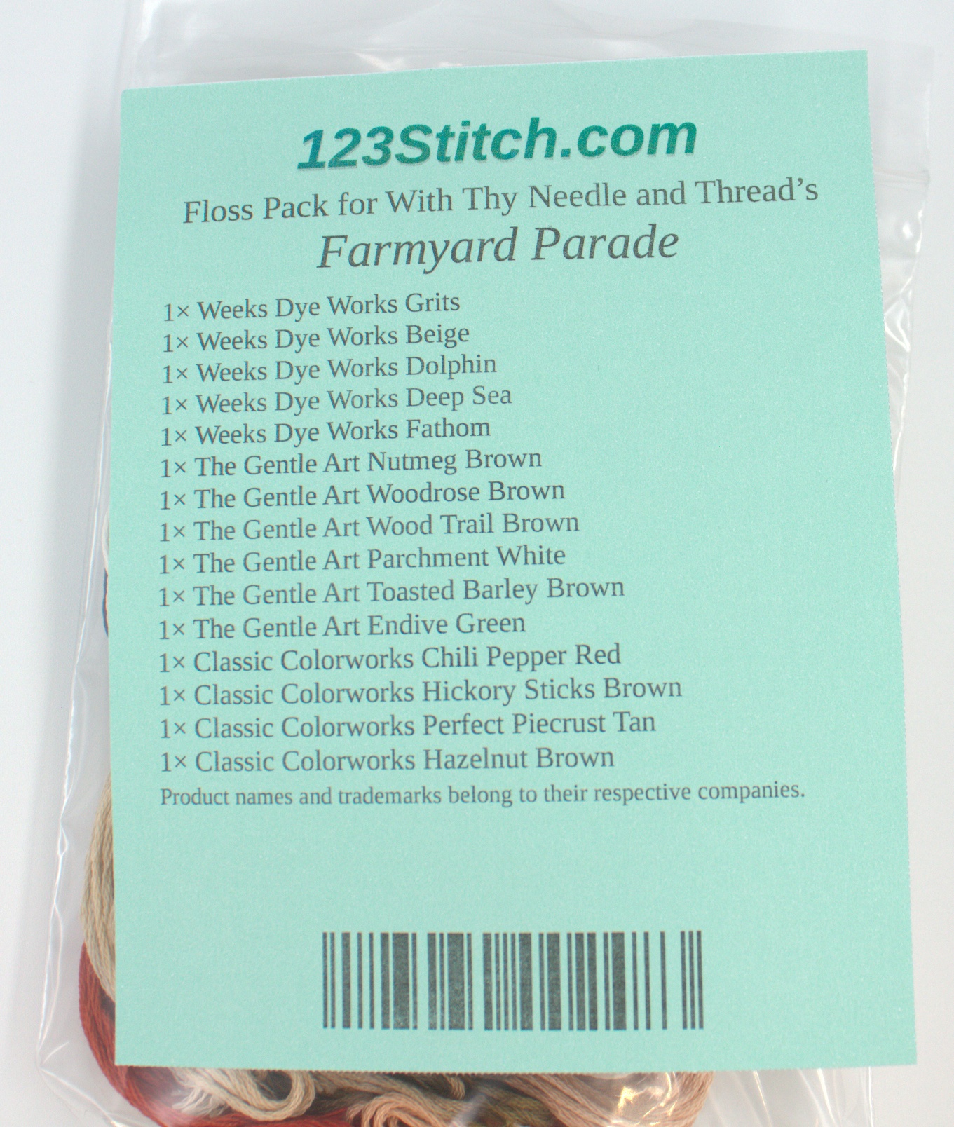 Floss Pack for "Farmyard Parade", zoomed in. Select this picture to zoom back out.