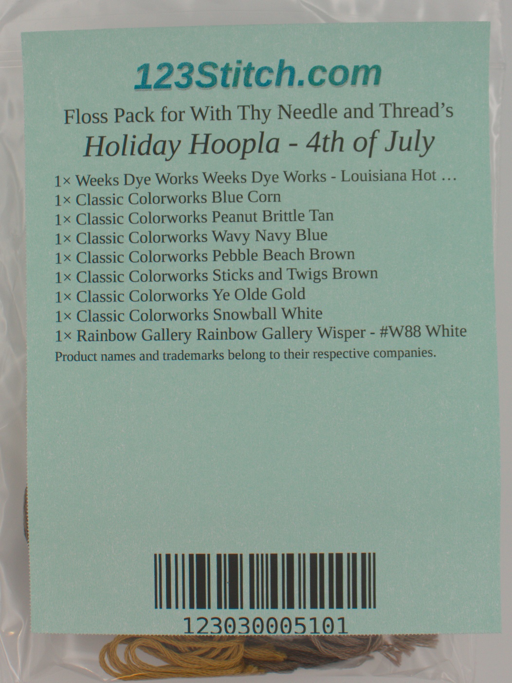Floss Pack for "Holiday Hoopla - 4th of July", zoomed in. Select this picture to zoom back out.
