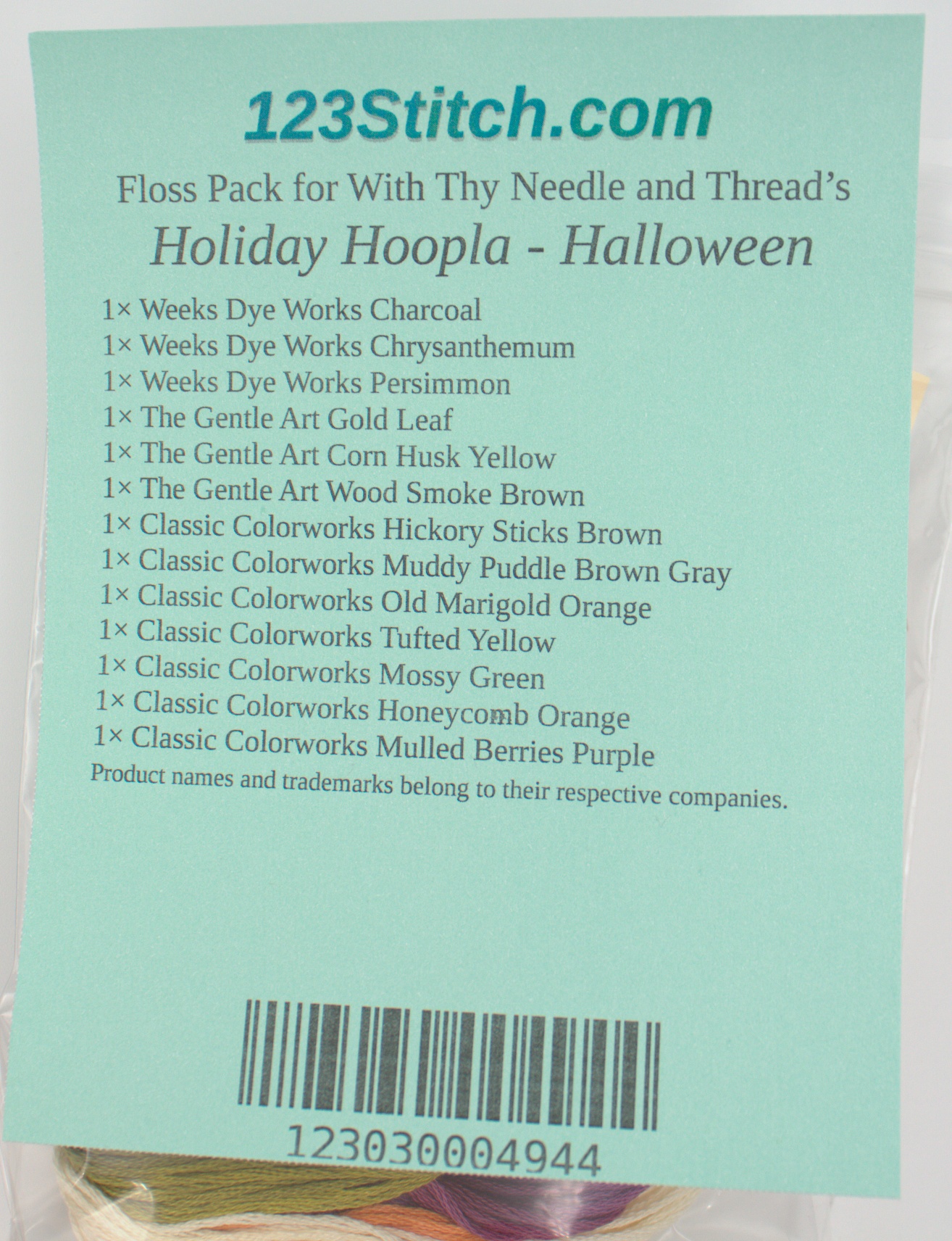 Floss Pack for "Holiday Hoopla - Halloween", zoomed in. Select this picture to zoom back out.