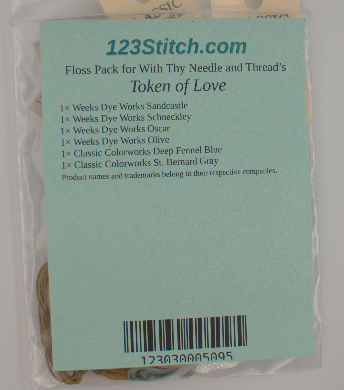 Floss Pack for "Token of Love", zoomed in. Select this picture to zoom back out.