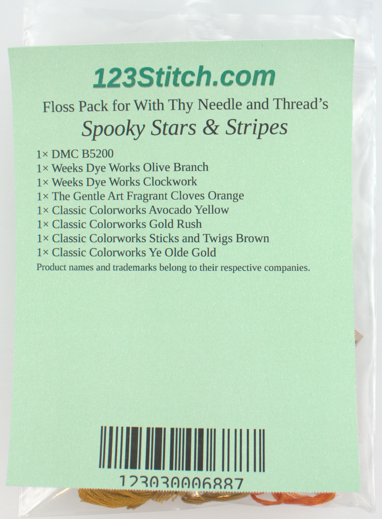 Floss Pack for "Spooky Stars & Stripes", zoomed in. Select this picture to zoom back out.