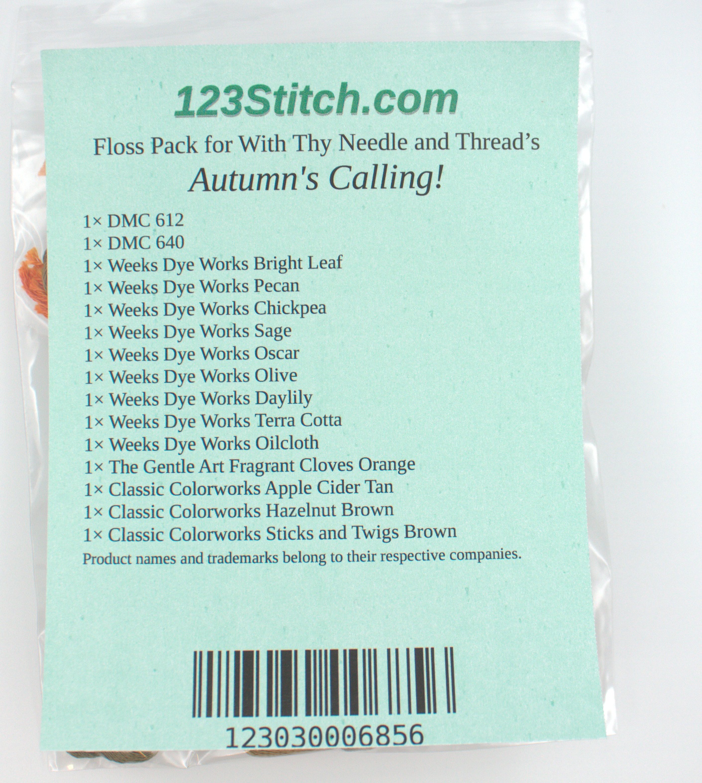 Floss Pack for "Autumn's Calling!", zoomed in. Select this picture to zoom back out.