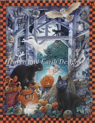 Mini Lesley's Cats at Halloween - Cross Stitch Pattern