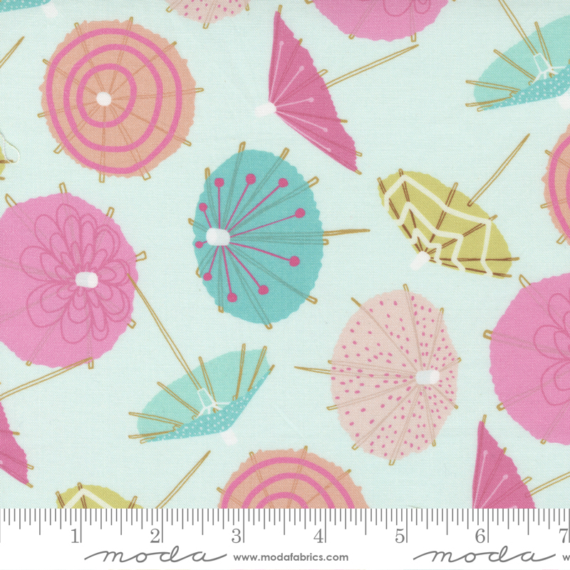 Soiree Mint - Umbrellas - Quilt Fabric