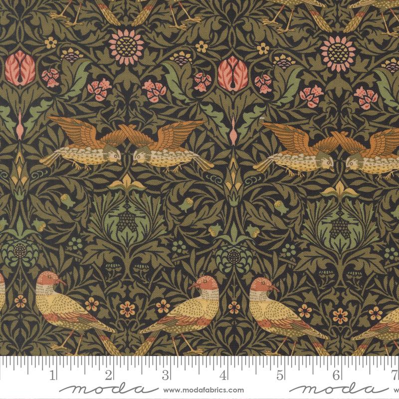 Morris Muse Bird Ebony - Quilt Fabric