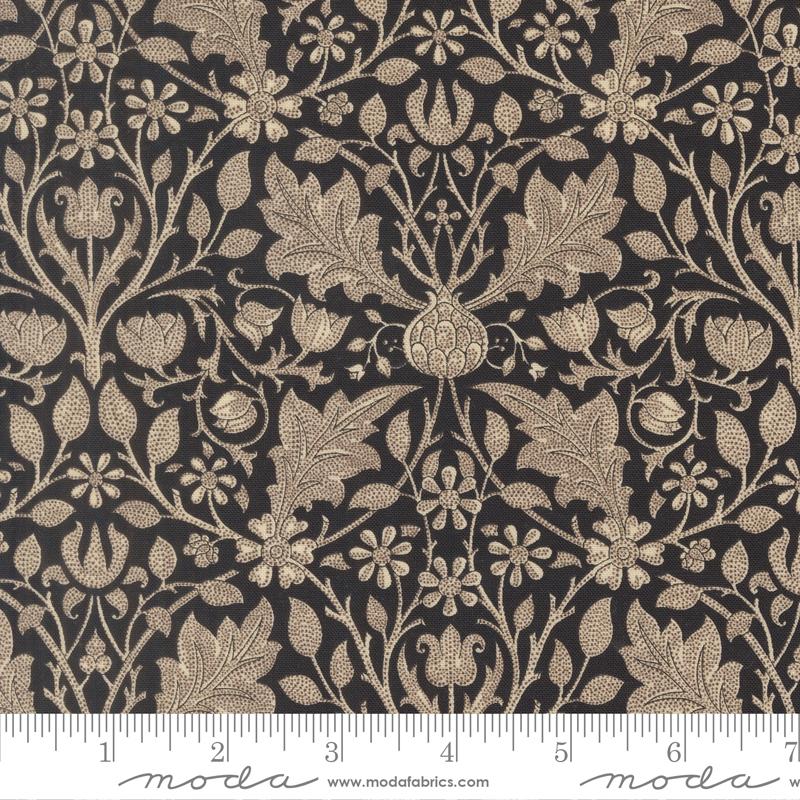 Morris Muse Flowers Ebony - Quilt Fabric
