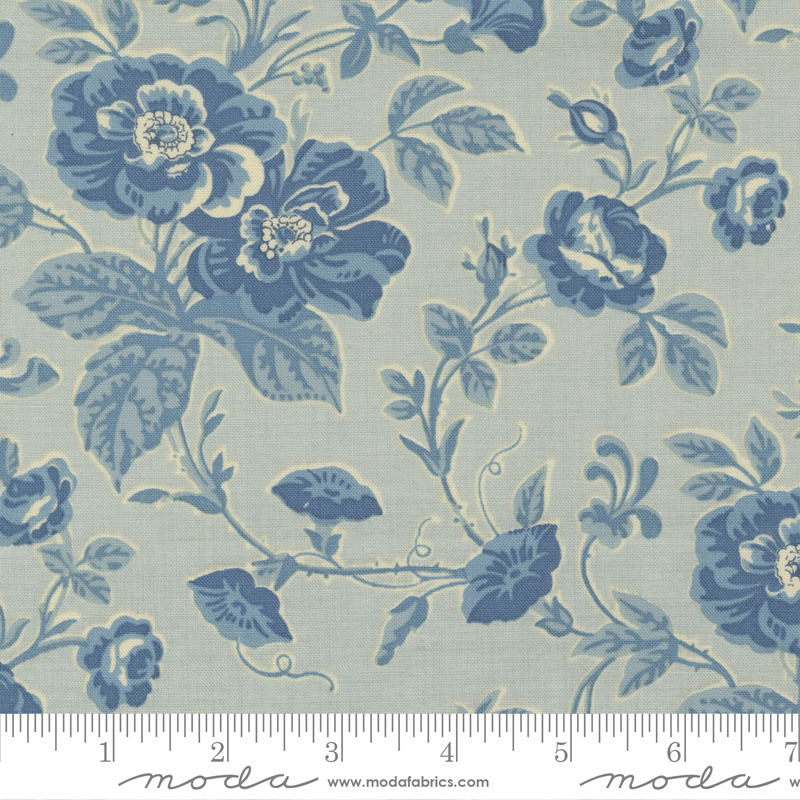 Bleu De France Ciel Blue - Mancini Florals - Quilt Fabric