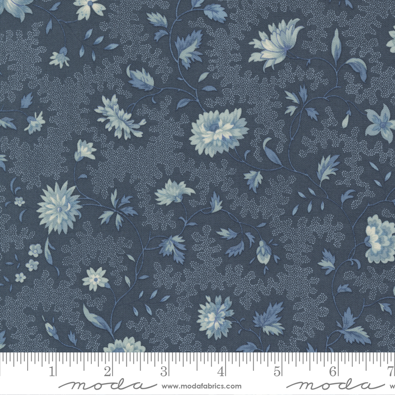 Bleu De France Indigo - Montespan Small Floral - Fabric