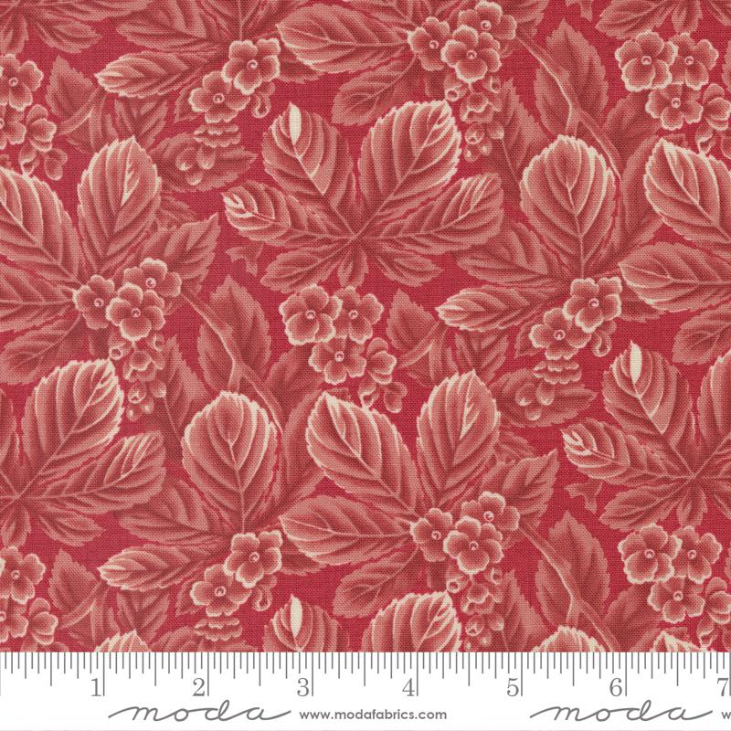 Chateau De Chantilly Rouge - Amelie Florals Leaf - Fabric