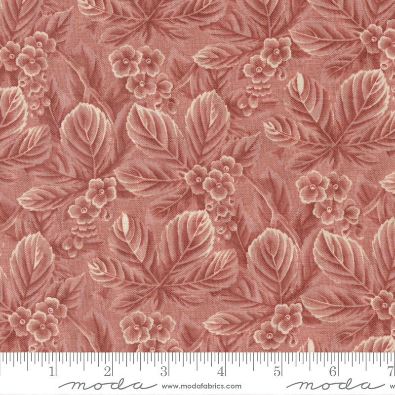 Chateau De Chantilly Clay - Amelie Florals Leaf - Fabric
