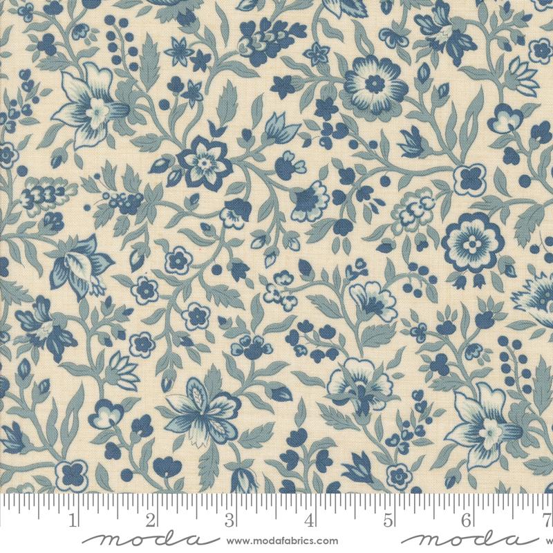 Sacre Bleu Floral - Pearl French Blue - Quilt Fabric