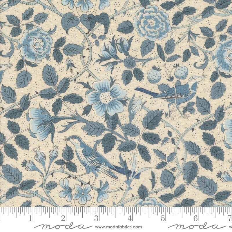 Sacre Bleu Birds - Pearl French Blue - Quilt Fabric