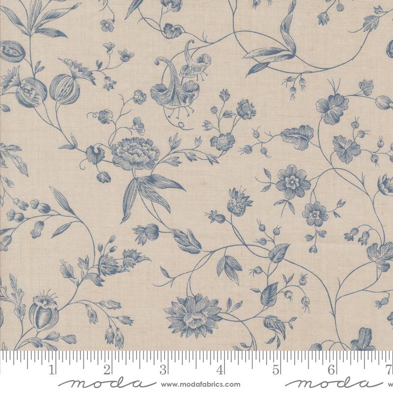 Sacre Bleu Buds - Smoke French Blue - Quilt Fabric