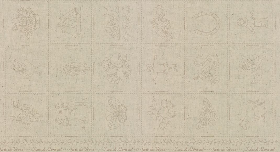 Joie De Vivre Broderie Stone - Quilt Panel