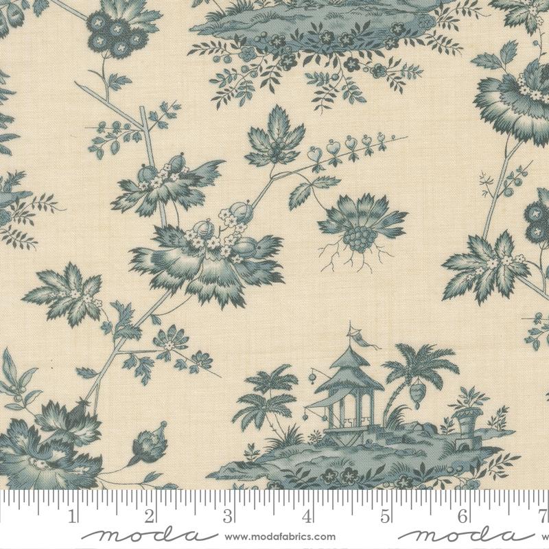 Fleur De Paris Jardinage Pearl French Blue - Quilt Fabric