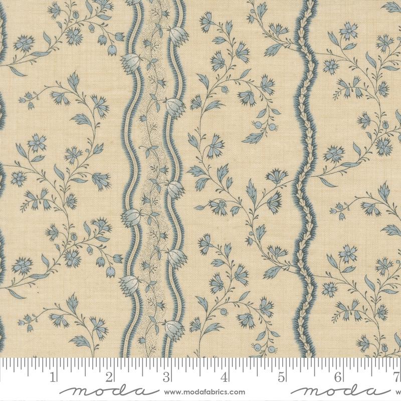 Fleur De Paris Jonquille Pearl French Blue - Quilt Fabric